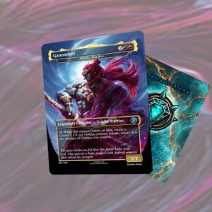 Custom Magic: The Gathering proxy card featuring Shiny Rayquaza as The Ur-Dragon. Legendary creature card with full-art illustration, custom MTG layout, and gold foil power/toughness box. Designed as part of a 100-card Commander deck with zelda ganondorf theme